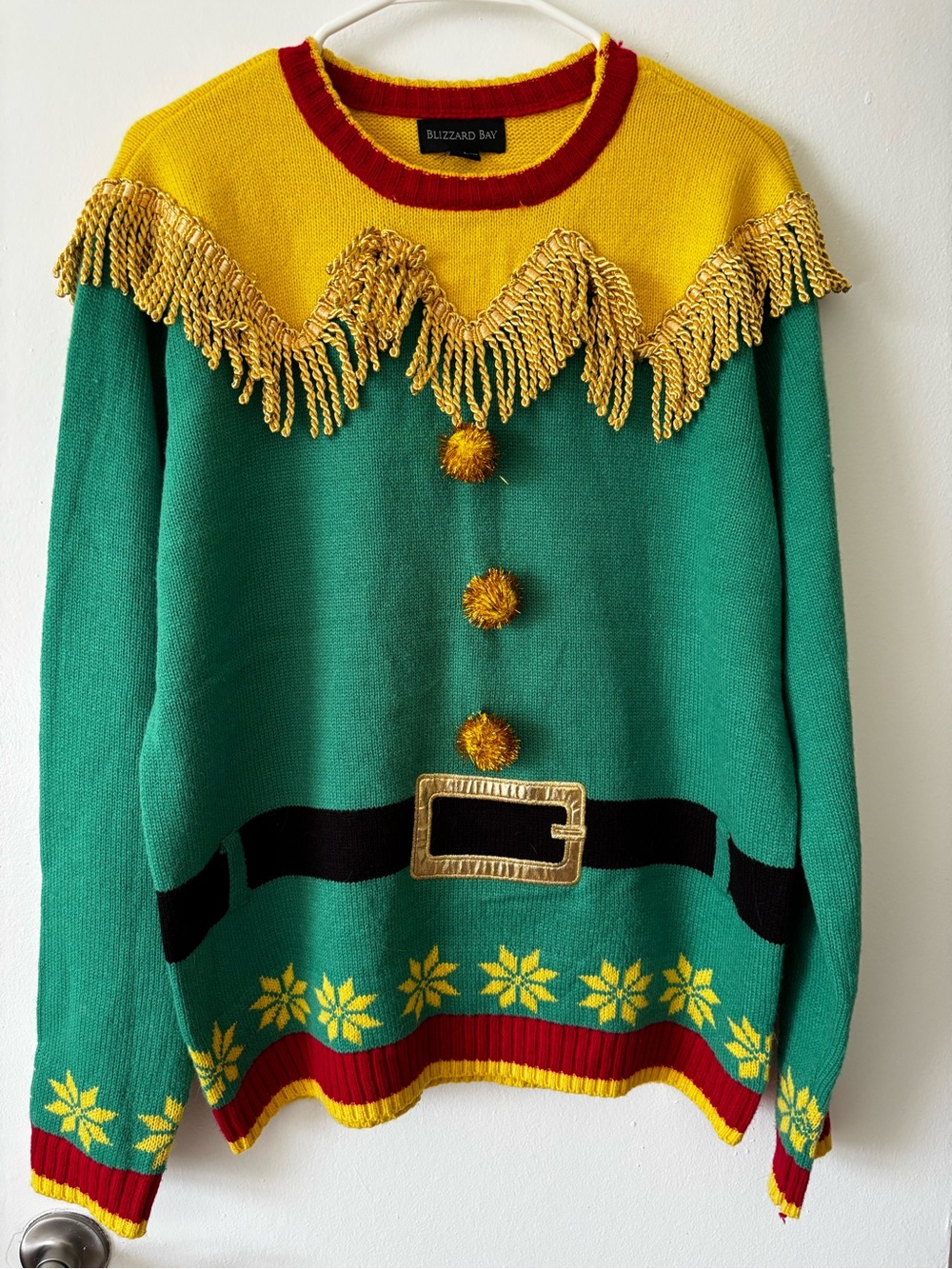 Blizzard Bay Green & Yellow Festive Crewneck Sweater